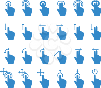 Hand Touch Icons Move Rotate Zoom. Vector illustration