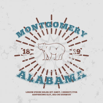 Montgomery, Alabama. t-shirt graphic. Vector illustration