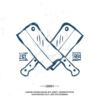 Chefs Vintage Crossed Knives T-shirt graphics print vector illustration