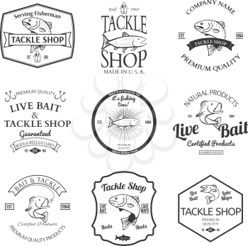 Tackle And Bait Shop Label Design Elements Emblem Vector illustration