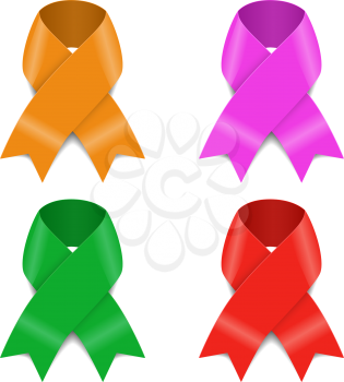 Set of Four Awareness ribbons, Vector Illustration