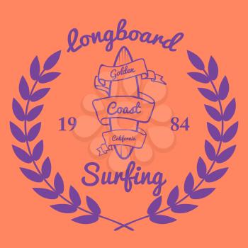 Longboard surfing typography, t-shirt graphics, vectors illustration