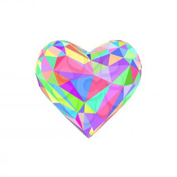 Colorful Low Poly Heart isolated on white background Vector illustration