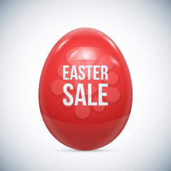 Red Easter Egg Isolated on White Vector Illustration