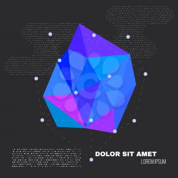 3D Low Polygon Geometry Background. Abstract Polygonal Geometric Shape. Lowpoly Minimal Style Art. Vector Illustration.