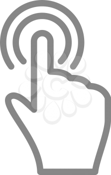 Hand touch and tap gesture line art icon for apps and websites Vector