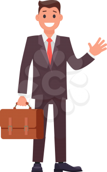 Flat Design Character Businessman with Briefcase. Vector illustration