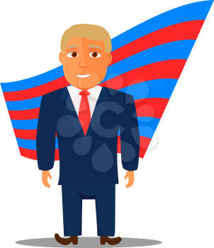 Cartoon Character Man in Blue Suit for Election. Vector illustration