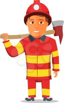 Cartoon Firefighter Character isolated on white Background. Vector illustration