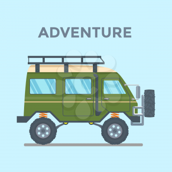 Off-road Vehicle Van with mud tire. Vector illustration