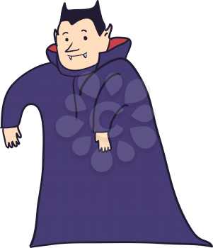 Cartoon Vampire Character isolated on white background. Vector illustration