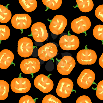 Halloween Pumkins Seamless Pattern Background. Vector illustration