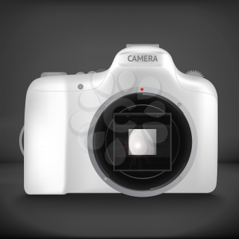 Black vector illustration of camera without lens