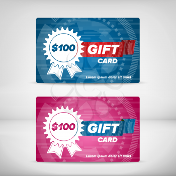 Gift card template with abstract background and award icon