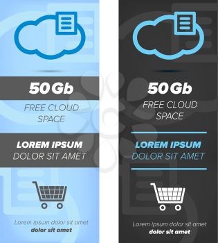 Vertical banners for cloud service with icons on abstract background