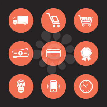Vector flat Shopping and Ecommerce Icons Set