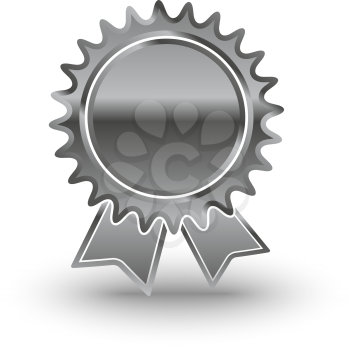 Metal award icon with ribbons and shadow