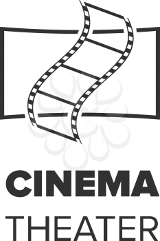 cinema hall icon with screen and abstract colors on a white background