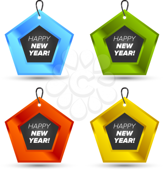 Happy new year text sign icon. Christmas symbol