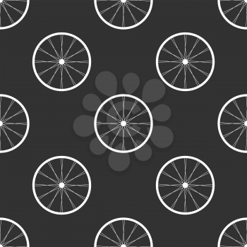 White Bicycle wheels seamless background on black