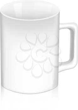 Vector white cup, coffee mug on a white background