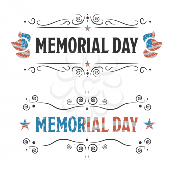 Memorial day sign with American flag texture on black
