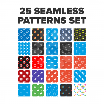 25 seamless patterns sets with different themes