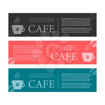 Cafe coffee banner on color backgrounds
