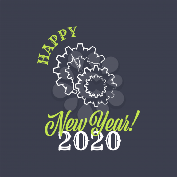 New year 2019 vector sign in the Vintage style with gears