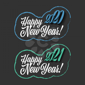 Happy New Year 2020-2021 vector sign on the black background