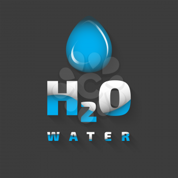 H2O water modern icon on the black background