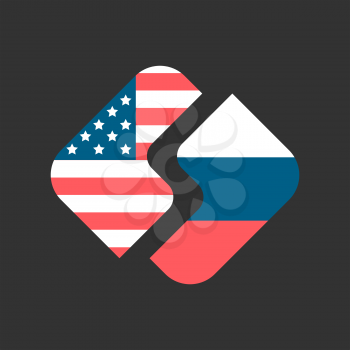 USA and Russia flags emblem. New Cold War illustration