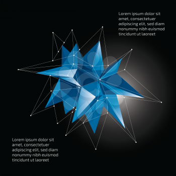 Low poly vector crystal infographic template on the black background