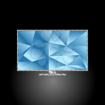 Low poly plasma tv set on the black background