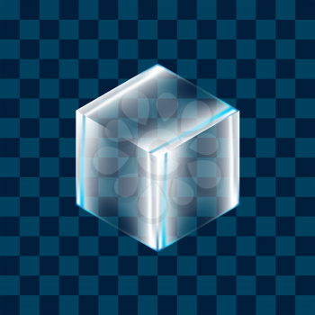 Realistic Ice cube with reflections on the transparent background