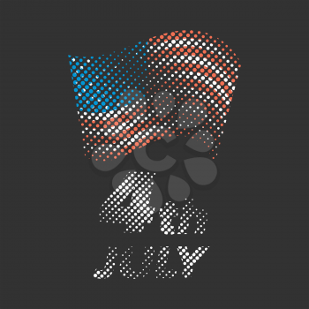 USA Independence day halftone banner with flag on black background