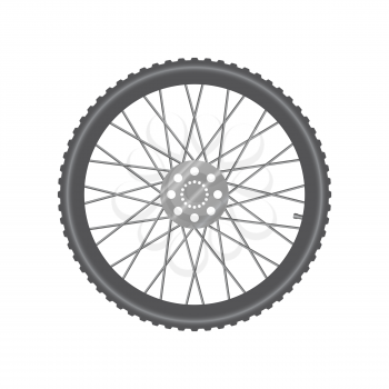 Black metallic bicycle wheel on a white background