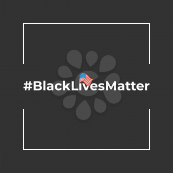 Black Lives Matter banner with the hashtag and USA flag