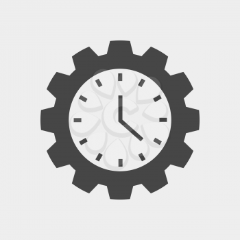 Clock in the gear-shaped case on the lite gray background