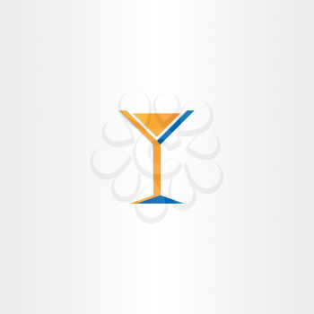 cocktail icon orange blue glass vector symbol