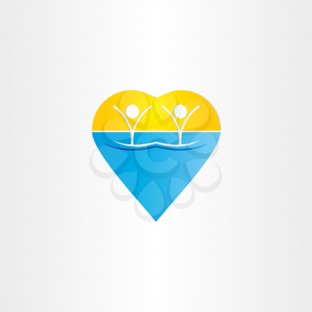 people in water heart icon design