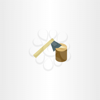 axe chopping wood vector flat icon design