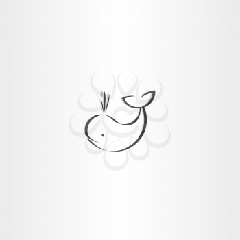 black whale line vector icon logo