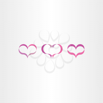 purple heart icons set vector love symbol logo  
