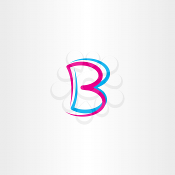 letter b cyan magenta icon vector 