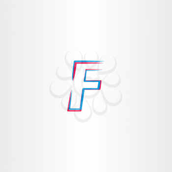 letter f vector icon symbol blue red 