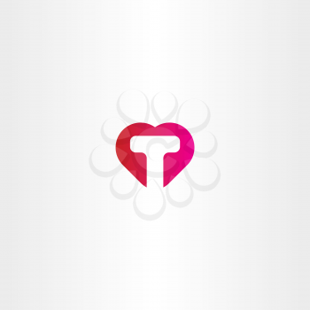 letter t heart icon logo vector symbol