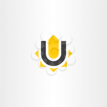 yellow black letter u logo vector icon 