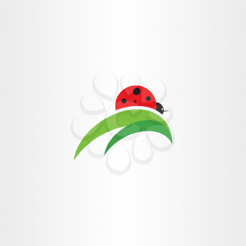 ladybug on leaf logo icon vector element