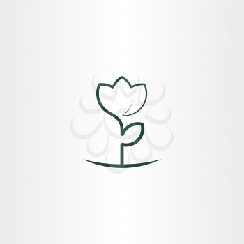 simple flower plant vector line icon